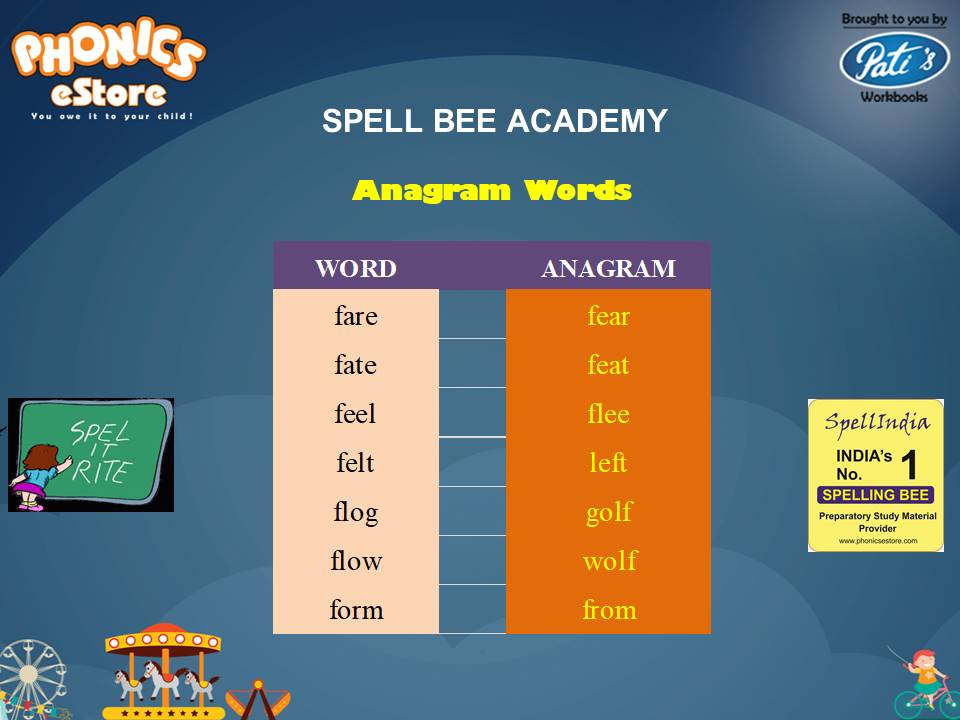 Spell Bee ... Spelling Words ... Anagram